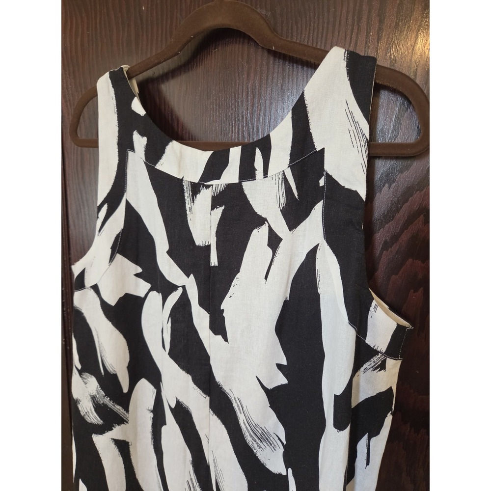 DKNY Dress Linen Blend Long Slits L Black White New With Tags Boho Beach Casual - Picture 10 of 12
